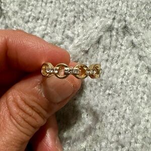 Rhinestone Gold chain ring